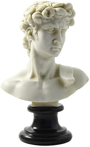 GINGERSHOPONLINE Busto Statua Design: David di Michelangelo (patinato) - Riproduzione busto, scultura in marmo e resina - circa 15 cm, 350 gr. - Prodotto Made in Italy - Idea Regalo Casa