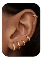 MILACOLATO Petites Boucles d'Oreilles Créoles Pour Femme Homme Acier Chirurgical Cartilage Huggie Piercing Oreille Lobe Daith Helix Piercing Hoop Hinged Boucles d'Oreilles Dormeuses 6/7/8/9/10mm or