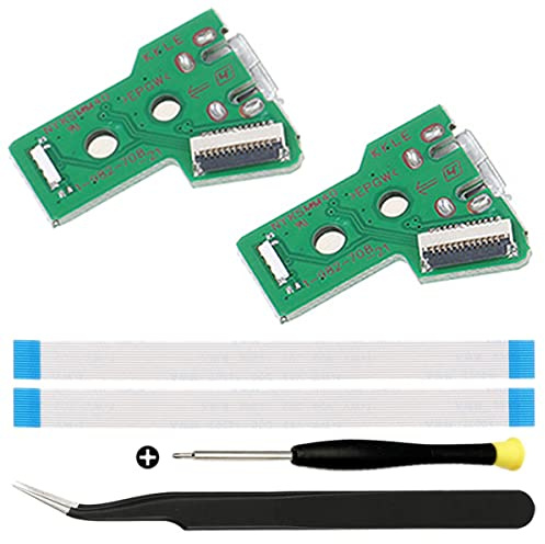 ZHUROUPU JDS-055/JDS-050 ersättning mikro-USB-laddningsport adapter reparationsdel laddaruttag kretskort med 12 stift flexkabel för PS4 trådlös kontroll för Dualshock 4-kontroll (6 st)