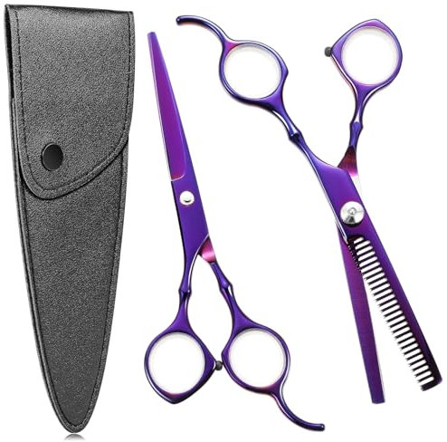 Friseurschere, 6,7 Zoll Scharfe Haarschere Set Edelstahl Haarschneideschere Profi mit Schutzhülle, Haar Schere Friseur Effilierscheren für Anfänger, Friseurladen, Haustier