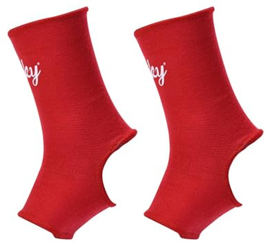 F Fityle Muay Thai Tobillera Envolturas Kickboxing Wraps Niños Adultos Apoyos para los pies Tobilleras para entrenamiento de agarre Patadas de kickboxing, rojo S