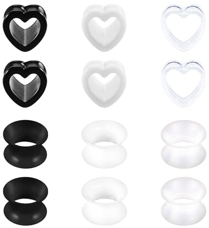 MODRSA 8mm Piercing a Tunnel Dilatatore Piercing Orecchio Silicone Tunnel Cordata Piercing Estensore Dilatatori Lobo Flared Flesh Piercing 6Pairs