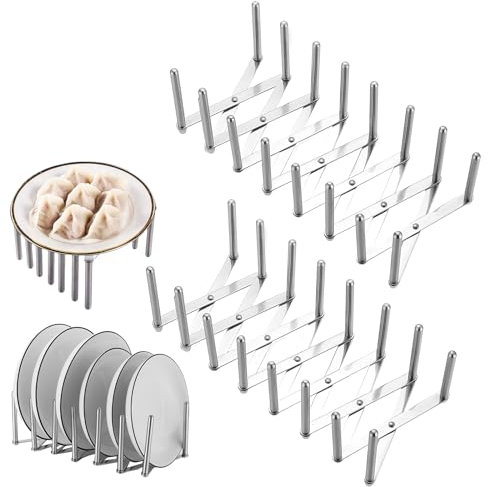 PRITOK 2 Stück Verstellbarer Edelstahl Topfdeckelhalter: Multifunktionales Deckelhalter Gestell, Spareribs Halter Grill, Dämpfer Abtropfgestell, Aufbewahrung Organizer für Pfannen, Töpfe, Deckel