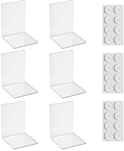 6 Stück Transparenten Acryl-Buchstütze, 24 Stück Anti-Rutsch-Pad-Buchstützen-Set, 3mm verdickt Stück Klarer Buchständer kann für Buchhalter, bücherstütze, Büro-Bücherregale, Bibliotheks-Buchständer