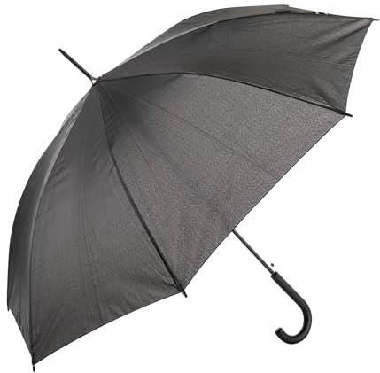 Idena 50108 - Stockschirm in Schwarz mit Durchmesser 100 cm, Regenschirm mit automatischer Öffnung und Soft-Touch Griff, Länge ca. 88 cm