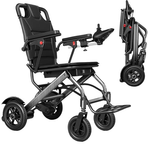 Silla Ruedas Electrica Plegable Ligera 13.8kg Silla de Ruedas Eléctrica Ligera Todo Terreno para Ancianos para Adultos Motor de 360W Carga De 100kg Batería de Litio de 10Ah