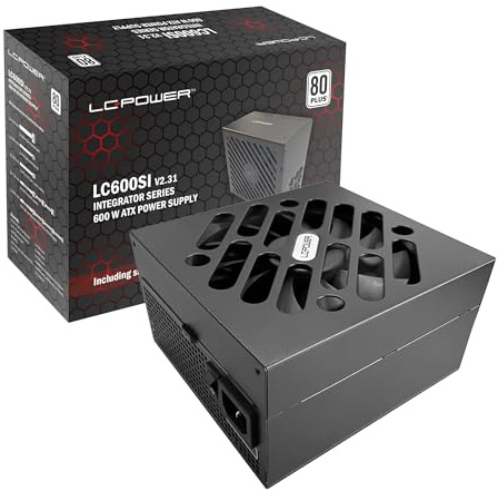 LC-POWER ATX PC Netzteil 600W, Zertifikat 80 Plus, 140mm Lüfter, Integrator Serie LC600SI V2.31, Schwarz