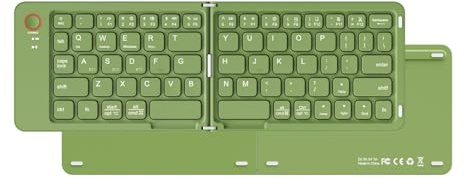 Foldbar Bluetooth -tangentbord - Ultra Slim, Portable, Pocket Size, 67 Keys Rechargeble Wireless Travel -tangentbord i Full Storlek för IOS Android Smartphone Tablet Laptop (Grön)