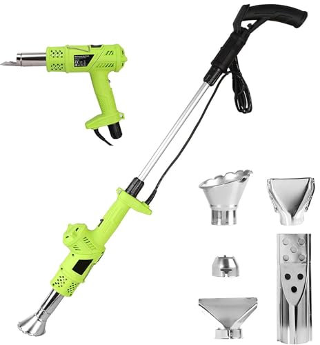 3 in 1 Electric Weed Burner, Hot air gun with 5 Replacement Nozzles, Garden Weeder Tool for Flame Weeding, Roofing, Melting Ice, Air Flow 500 L/min green
