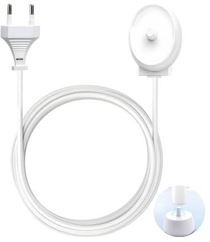 Ladegerät für Braun Oral-b Elektrische Zahnbürste Ladestation für Oral-B Genius Pro 3 3000 Serie iO3 iO4 iO5 iO6 3757 Modell IP67 Wasserdicht Reisetauglich Induktiv Ersatzstromkabel - Weiß