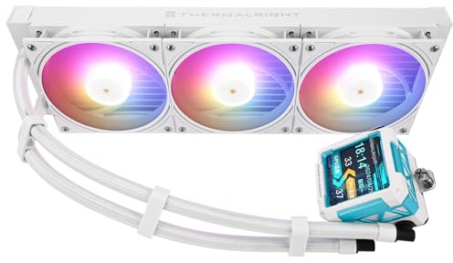 Thermalright-TR FW PRO 360 ARGB Vit CPU-vattenkylare med PWM-fläkt, 2000 varv per minut, IPS-LCD-skärm med 320 * 320 upplösning, för AM5/LGA 1851/1700, 2,73-tums skärm
