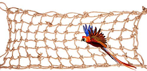Hamprep Papegoja Klätternät, Fågel Gungleksak för Burlek 95x48cm | Repfri montering i valfri bur, robust konstruktion för klättring och gunga, stimulerar fysisk aktivitet hos fåglar