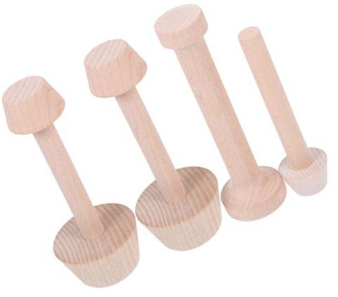 SEWOART 4pcs Wooden Pie Dolly Double-Sided Pie Mold Unique Tart Shapes, Versatile Use for Parties and Home Baking, Mini Egg Tart Tool and Pastry Dough Tool for Tartlet Pans