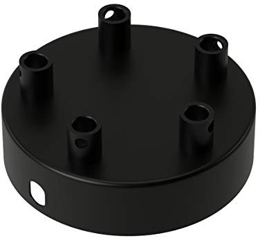 Calex - Rosetta da soffitto in metallo a 5 fori, diametro 100 mm, colore: Nero opaco