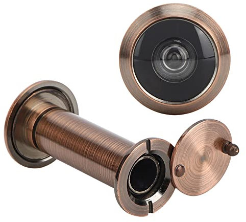 Spioncino Porta, 220 Gradi Spioncino Porta Blindata, Lega Porta Blindata Cat Eye Spioncino Porta con Cover Posteriore per Porte di Spessore 55-90mm (16mm-Colore Rosso Bronzo)