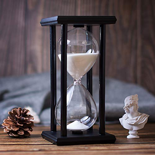Reloj de arena con arena blanca, 30 minutos marco de madera, temporizador de arena creativo, decoración artesanal