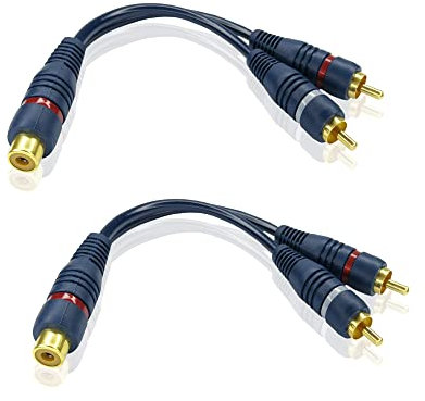 iYueMps Cinch Splitter Cinch Y Kabel 2 Stück 15cm RCA 1 Buchse auf 2 Stecker Adapter RCA Splitter für Verstärker, Heimkino, Subwoofer