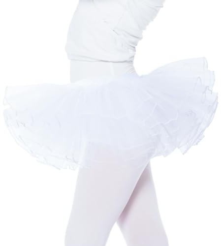 Bezioner Girls Tutu Skirts,Ballet Dance Skirts for Kids,4 Layers Tulle Dress Up for Toddler Girls (White,L)