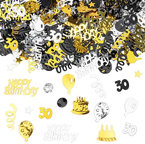 GoldRock Konfetti 30 Geburtstag Deko, 30 Geburtstag Frauen Männer Confetti, Konfetti 30. Geburtstage Deko, Tischdeko 30 Geburtstage, Streudeko 30 Geburtstags Gold Schwarz,Geburtstagsdeko 30 Jahre