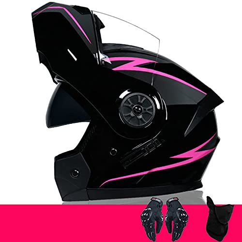 Casco Motocross ECE Homologado Casco Moto Integral Unisex para Ciclomotor Street Cruiser Scooter Bicicleta (Máscara+Guantes) - Brillante Negro Azul