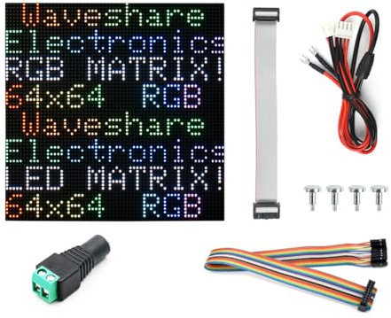 Waveshare Flexible RGB Full-Color LED Matrix Panel 3mm Pitch 64x64 Pixels Adjustable Brightness and Bendable PCB Compatible with Raspberry Pi/Raspberry Pi Pico / ESP32 / Arduino