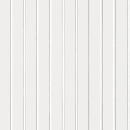 Tempaper White Faux Beadboard Removable Peel and Stick Wallpaper, 20.5 in x 16.5 ft, Made in the USA