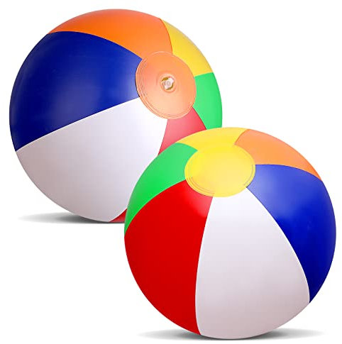 Abeillo Wasserball Aufblasbar, 2 Stück Bunt Strandball Aufblasbare Wasserbälle, 13 Zoll Inflatable Strandbälle, Schwimmball, Wasserball für Beach Balls Pool Party - Kinder und Erwachsene