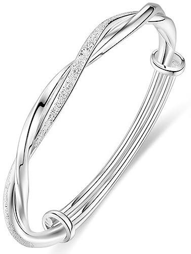 CCAIPU Silber Armband für Damen, Einstellbare 925 Sterling Silber Armreif Schmuck Geschenke für Frauen Mutter Mädchen (Silber-B)