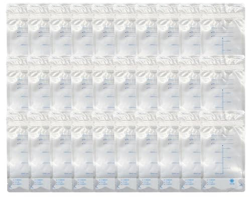 Teksome Muttermilchbeutel, lebensmittelecht, auslaufsicher, 200 ml, für Kühlschränke, zum Aufschreiben der Daten