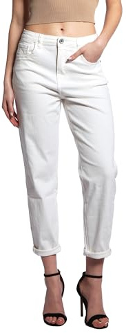 JOPHY & CO. Pantalone Jeans Denim Donna Cinque Tasche in Cotone Elasticizzato (cod.1372) (Bianco, XL)