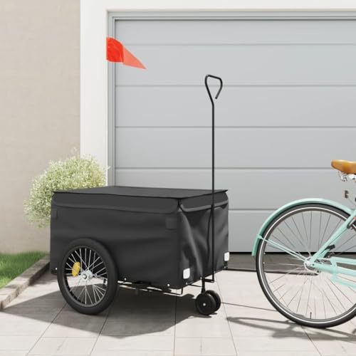 Gecheer Bike Trailer Bicycle Trailer Cargo Bike Trailer Camping Luggage Storage Carrier Transport Black 45 kg Iron Type2
