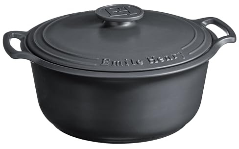 Emile Henry - Forno olandese rotondo in ceramica, 4 qt, prodotto in Francia, colore: Grafite