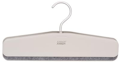 Joseph Joseph Orderly Cintres pour Pantalons, Lot de 2, Design à Clip pour Pantalons/Jupes, Poignée en Feutre Doux, Crochet Robuste, Plastique Recyclé, Ecru