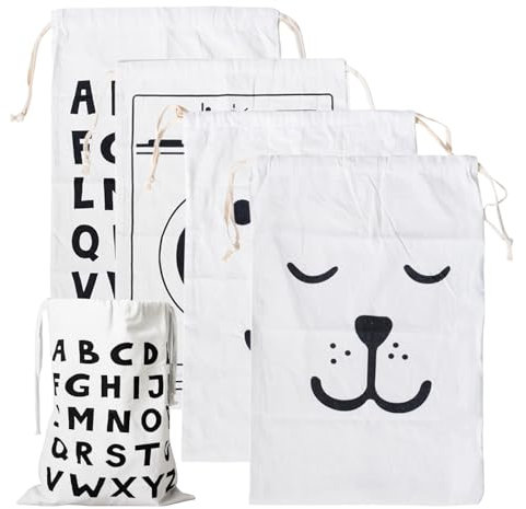 Wäschesack Reise, 4 Stücke Wäschebeutel 50 * 60cm, Baumwollbeutel Mit Kordelzug, Wäschesäcke, Brotbeutel, Laundry Bag für Hause,Camping Und Unterwegs