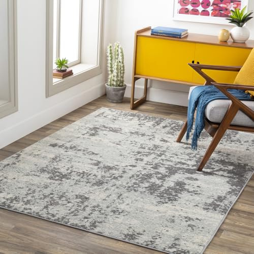 Livabliss Moroni Abstract Rug - Area Rugs Living Room 140x200 cm, Dining Room, Lounge, Kitchen, Bedroom - Modern Marble Large Rug, Soft Luxurious Easy Care Medium Pile, Charcoal, Gray, Off-White