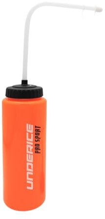 Gourde Sport, 1 Litre Bouteille d'eau de Sport Bouteille Compressible Bouteille de Sport Bouilloire avec Longues Pailles Tasse à Eau pour La Course à Pied Football Baseball, Gourde avec Paille, Orange