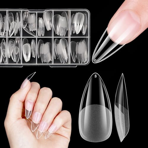 Venares 120 Punte Medie per Unghie in Gel Morbido, 12 Misure, Mandorla, Full Cover Press on Nails