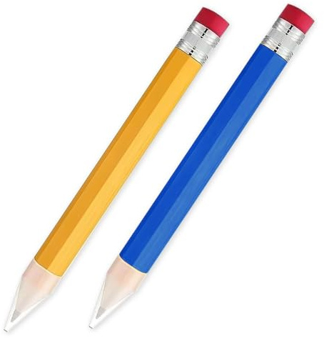 CYNOSURETECH 2 Giant Pencils, Wooden, Blue & Yellow, 34*3Cm, 2B Refill, Creative Writing & Decoration