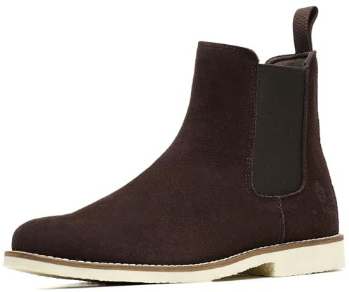 SL-Saint Bottes Chelsea Classiques Faites à La Main Pour Hommes Mode Cuir de Vache Véritable Slip On (Marron Cuir, Adulte, Homme, 41.5, Numérique, Système Taille Chaussures EU, Moyen)