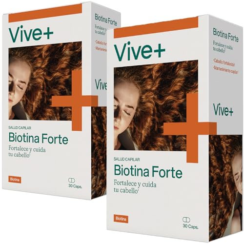 Biotina Forte Vive+ – 2 Paquetes de 30 Cápsulas – Suplemento para la Salud del Cabello, Piel y Uñas – Con Biotina y L-Cistina