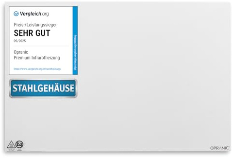 OPRANIC Chauffage infrarouge P5 Premium | Garantie 5 ans | Chauffage mural infrarouge | Chauffage infrarouge pour montage au plafond, appareil sur pied, chauffage mobile (blanc 300 W)