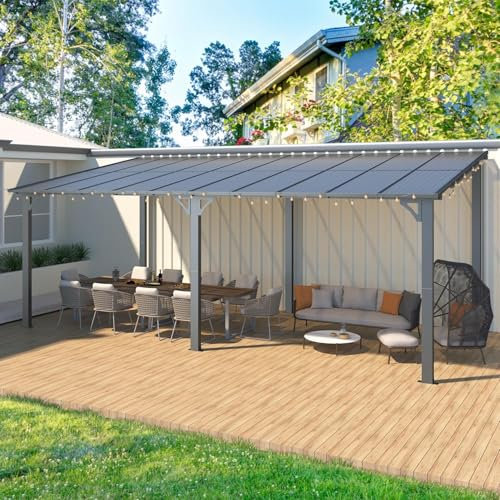 YODOLLA Pergola Aluminium 3 x 6 m – Pergola Jardin Exterieur - Toit Incliné pour Ombre - Résistant aux UV & Intempéries - Noir
