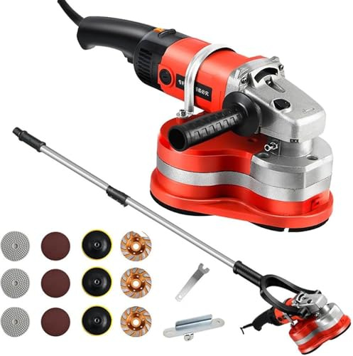 Levigatrice Cemento Lucidatrice Pavimenti Lucidatrice Cemento Piallatrice Superfici,6 Livelli Di Velocità, Impugnatura Ausiliaria, Levigatura Senza Cuciture a 90°, Per Levigatura,Marmo,Granito