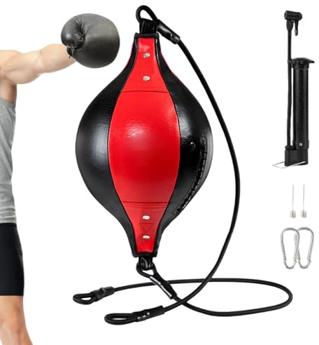 Boxningsväska med snabbväska | Bärbar slagboll - elastisk PU-läder dubbel slagsväska för koordination fitness gym kärnträning