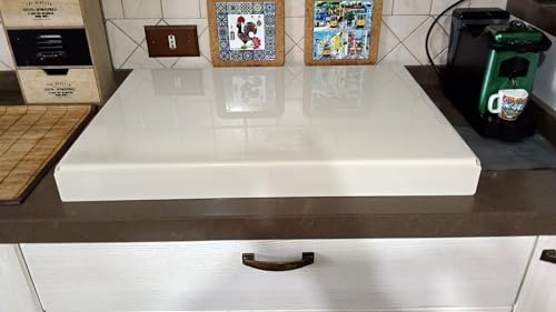 Coprifornelli in Plexiglass Trasparente o Colorato | Copertura Piano Cottura | Protezione su Misura – Versione Classica (Beige crema-Avorio chiaro, Fascia 5 – da 68 a 75 cm)