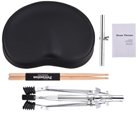 Drum Throne Seat, Universal vadderad trumma, höjd vridbar justerbar vadderad trumstol, halkfria gummifötter med trumpinnar för vuxna Nybörjare percussion trumslagare (Black)
