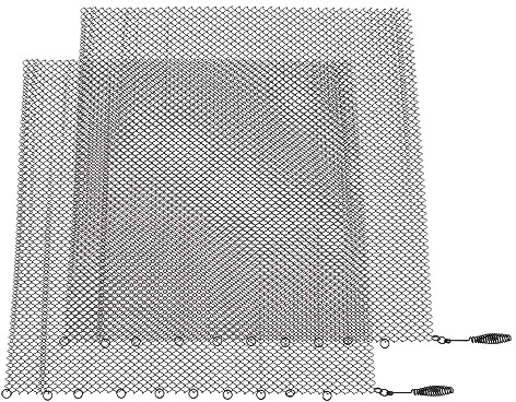 Yosoo Health Gear Öppen Spis Mesh Skärmgardin, Eldstad Gnistskydd i Rostfritt Stål 2 Breda Hängande Paneler, Hjälper Till Att Innehålla Gnistor, Flame View Mesh, Enkel Ringinstallation för (24*18 tum)