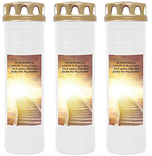 HScandle Lot de 3 Bougies funéraires avec Couvercle Doré 170 h