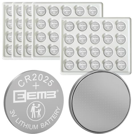 EEMB CR2025 Batterie 3V Lithium Batterie Li-MnO₂ Knopfbatterie 2025 Batterie Kompatibel mit Key FOBs, Taschenrechnern, Münzzählern, Uhren, Herzfrequenzmessern, Glukometer und mehr(100)