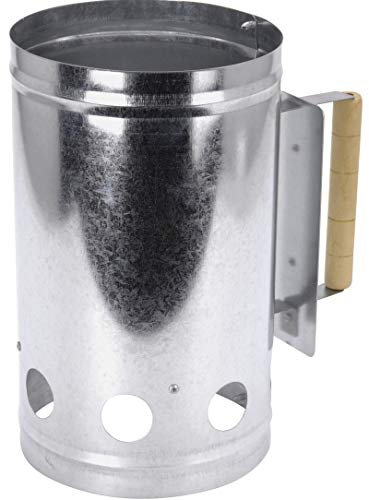 Cheerful Bargains Barbecue Chimney Starter - Quick Start BBQ Grill Charcoal Burner, Perfect for Easy and Efficient Barbecue Lighting, with Wooden Heat-Resistant Handle - Includes Safety Guard